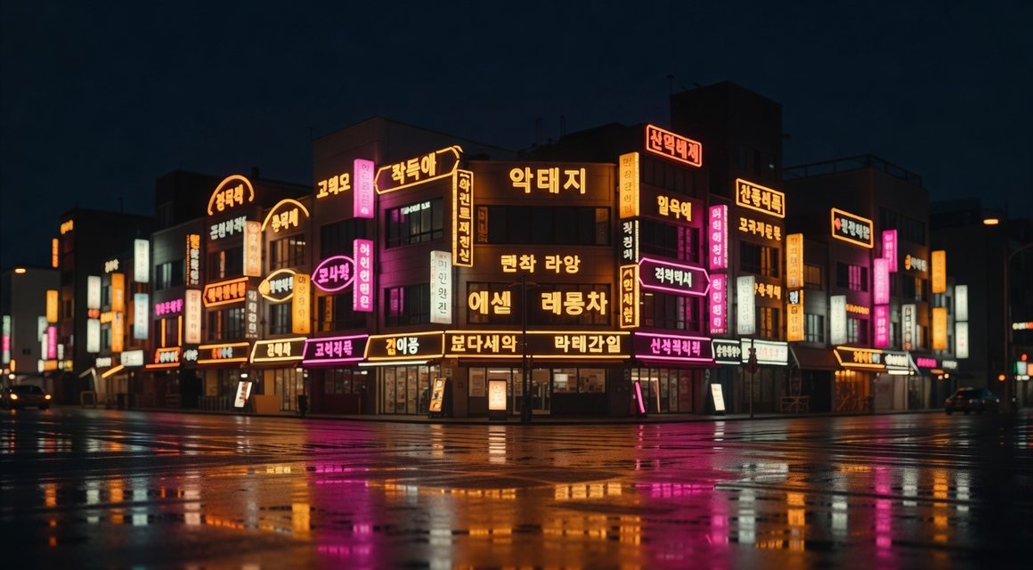크기와 모양이 다른 간판이 빽빽한 외벽 — 밤의민족 업종 이름의 뜻